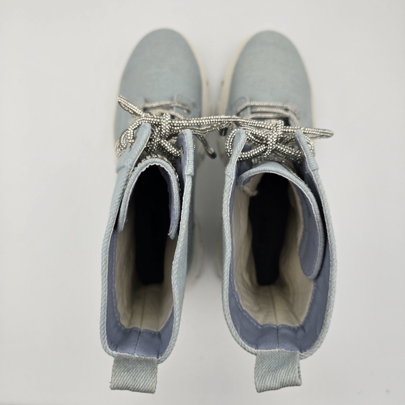 NWOT Cape Robbin Nunani Lace-up Rhinestone Combat Boots, Denim (Light Blue), 9 - Picture 9 of 16